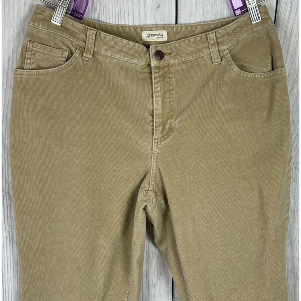 St. John's Bay Women's 14 Classic Fit Khaki Corduroy Pants Straight Leg - Picture 2 of 7